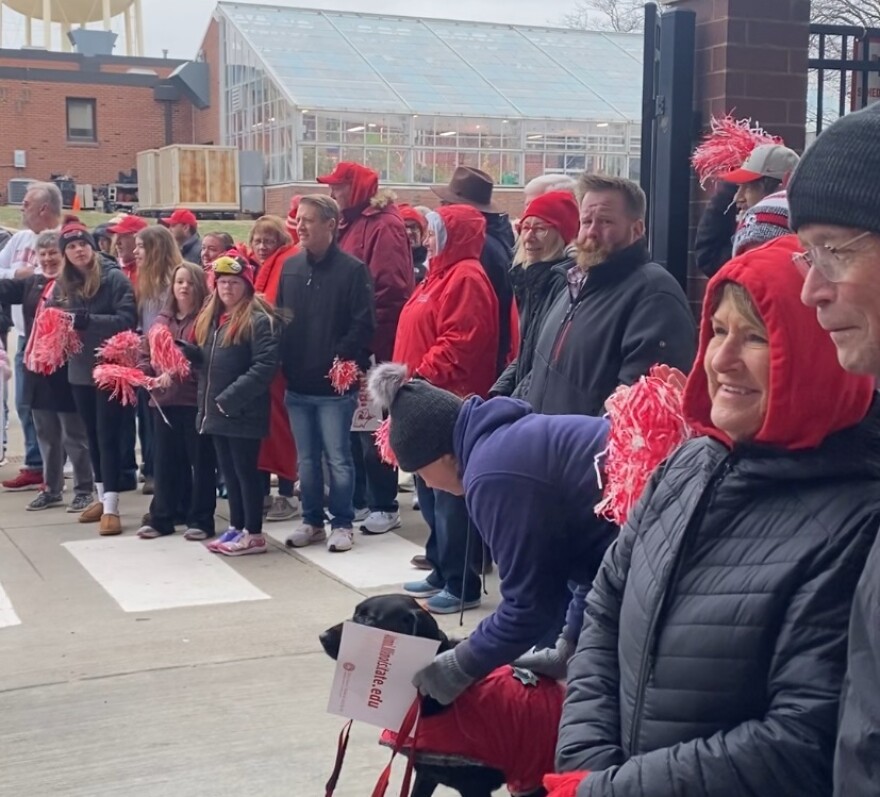Dozens showed up to support the ISU football team at Hancock stadium, from where they headed to Nashville.