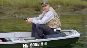 Then-President George H.W. Bush fishing on the Kennebunk River in August 1990, before a scheduled meeting with the Canadian prime minister at his Kennebunkport, Maine home.