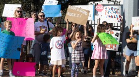Students and community members protest outside of Austin Independent School District building on Oct. 9.