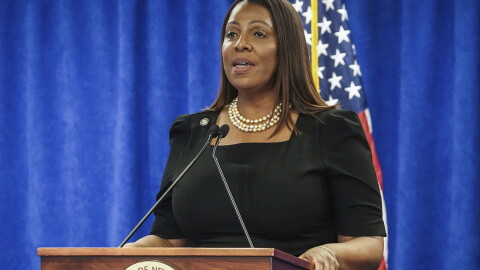 FILE - New York Attorney General Letitia James speaks, Feb. 16, 2024, in New York. (AP Photo/Bebeto Matthews, File)