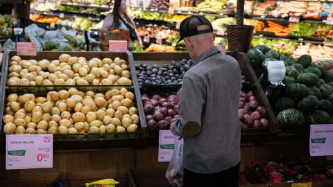 A customer shops at a Pacific Northwest grocery store. 