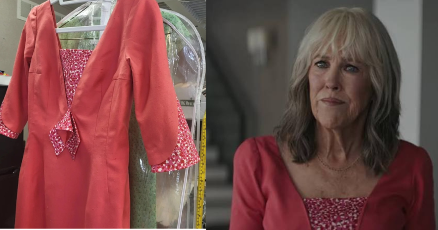 Dress made for actor Catherine O'Hara by April Bonasera for the movie Pain Hustlers.