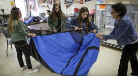 An all-girls science club from San Fernando High School in California has designed a solar-powered tent to tackle homelessness. (Scott Witter/Redux)