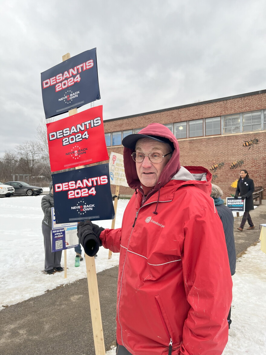 Dave DeWitt, of Peterborough, holds out hope for DeSantis to reenter the presidential race.