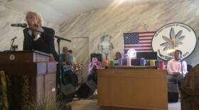 First Church of Cannabis founder Bill Levin delivers the sermon at the church's first service.