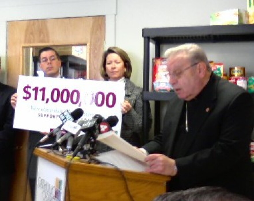 Bishop Edward Kmeic announced this year's Catholic Charities Appeal goal at a January news conference