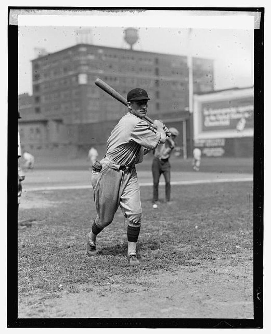 Hazen “Kiki” Cuyler swings a bat in Pittsburgh in 1925, the same year he led the Pirates to a World Series win. The Harrisville, MI native had a career batting average of .321 over 18 seasons in the majors.