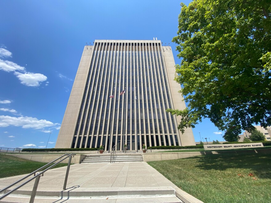 The exterior of the Montgomery County Administration Building and the Board of Election offices.
