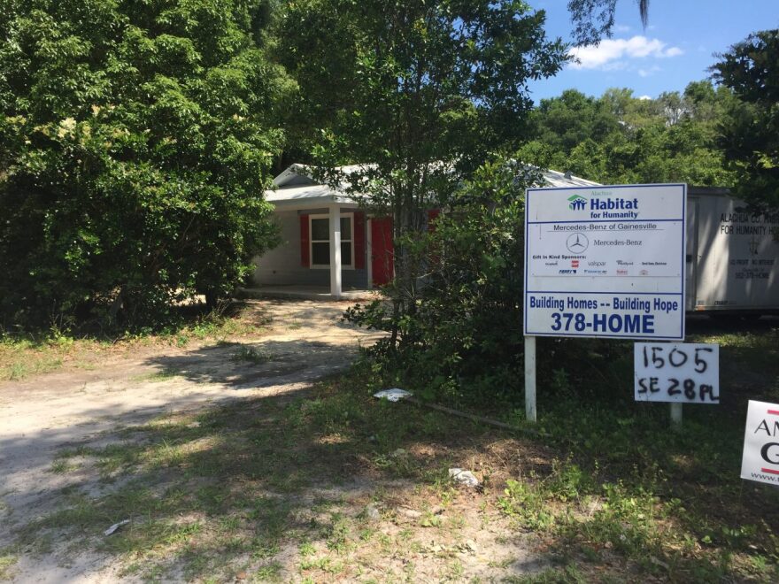 This home being built by Habitat for Humanity in is one of few homes in southeast Gainesville being built for low-income residents. Housing officials of Alachua County are pushing to give incentives to for-profit developers, so they can construct more affordable housing. (Matthew Brannon/WUFT News)