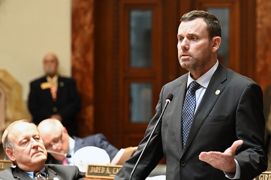 Senator Steve West delivers speech on Kentucky Senate floor.