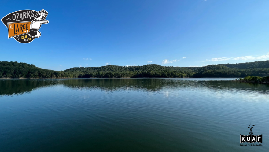 View of proposed glamping park in Benton County, from across a cove on Beaver Lake.