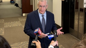 Greg Ballard, an independent candidate for secretary of state, speaks to reporters after delivering a notification of his new lawsuit to the Indiana Election Commission on Thursday, Oct. 15, 2026.