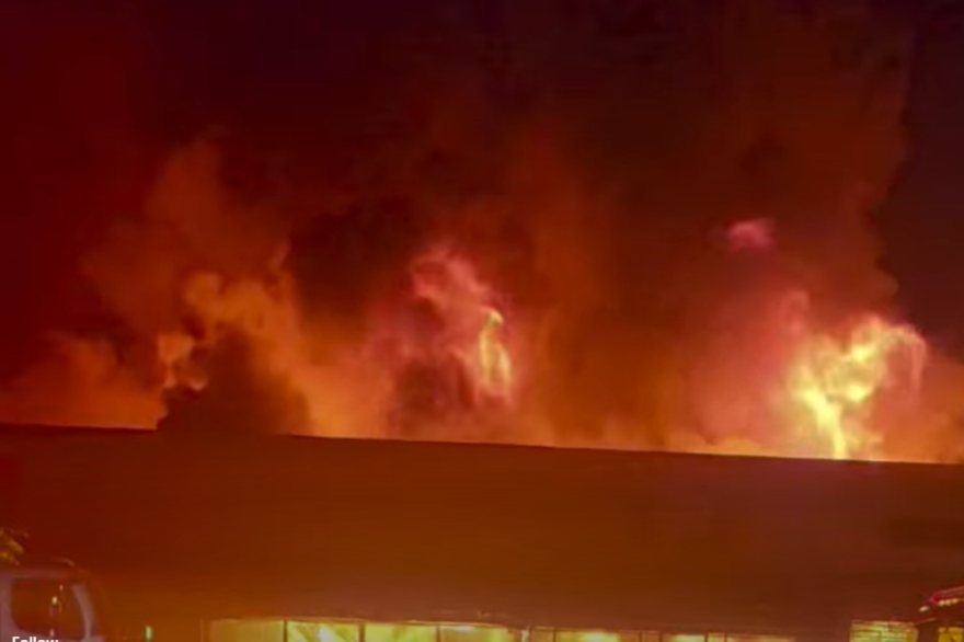 Video snapshot of the fire on Walhalla's Main Street.