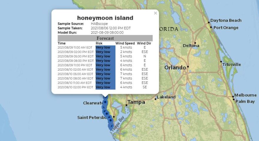  A new tool, developed by the National Oceanic and Atmospheric Administration, predicts red tide impacts in three-hour increments.