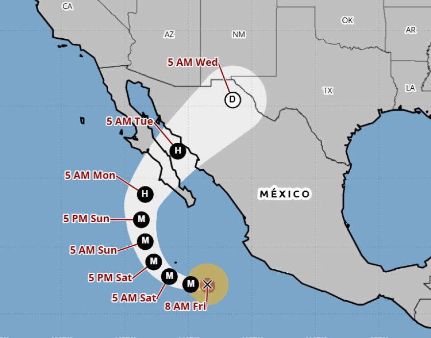Possible path across Mexico for the remnants of Hurricane Polo
