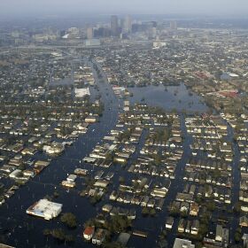 Floodwaters from Hurricane Katrina fill the streets of New Orleans, Sept. 1, 2005.