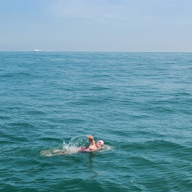 Robin Mayall of Eugene on her swim of the English Channel