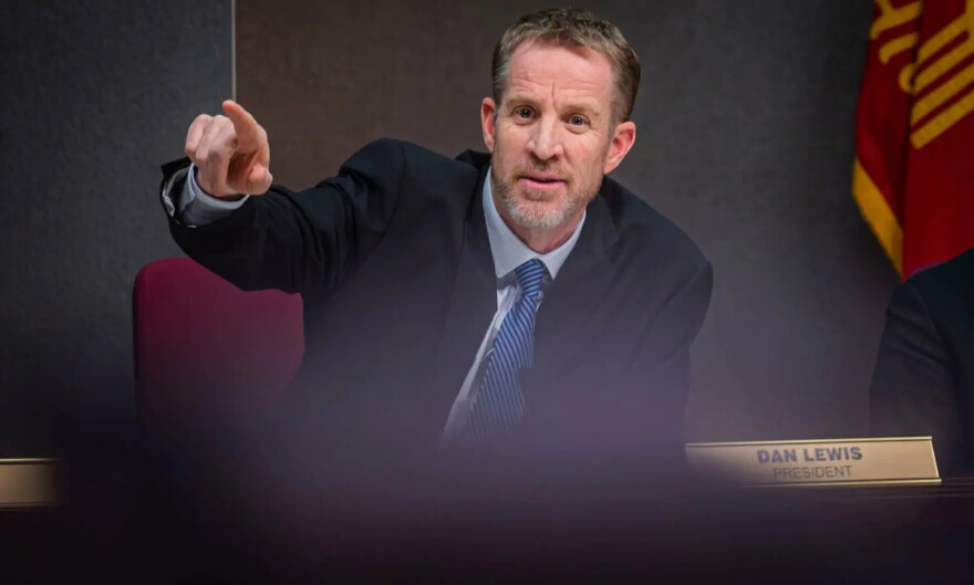 City Councilor Dan Lewis speaks during the City Council meeting at Civic Plaza in this file photo.