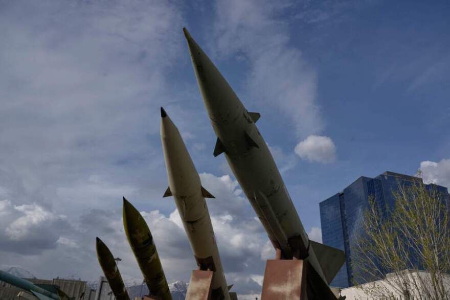 Iran's domestically built missiles are displayed in a permanent exhibition at a recreational area in northern Tehran, Iran, Tuesday, March 24, 2026. (Vahid Salemi/AP)
