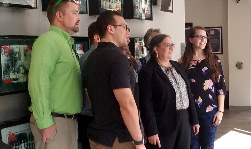 UF professor Ruth Streiner, center, joins graduate students from her Urban Planning Studio class during a city planning proposal to revive the Cabot-Koppers property Superfund site.(Tangela Morris/WUFT News)