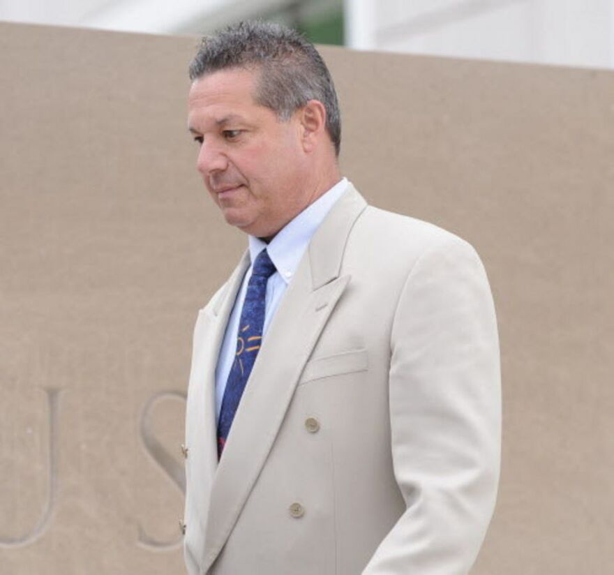 Former Lee Chief of Police Joseph Buffis leaves the Federal Courthouse in Springfield at the close of the court session on June 2, 2015. 