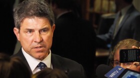 Senate Pro Tem Rodric Bray speaks to the press at sine die on March 8, 2024.