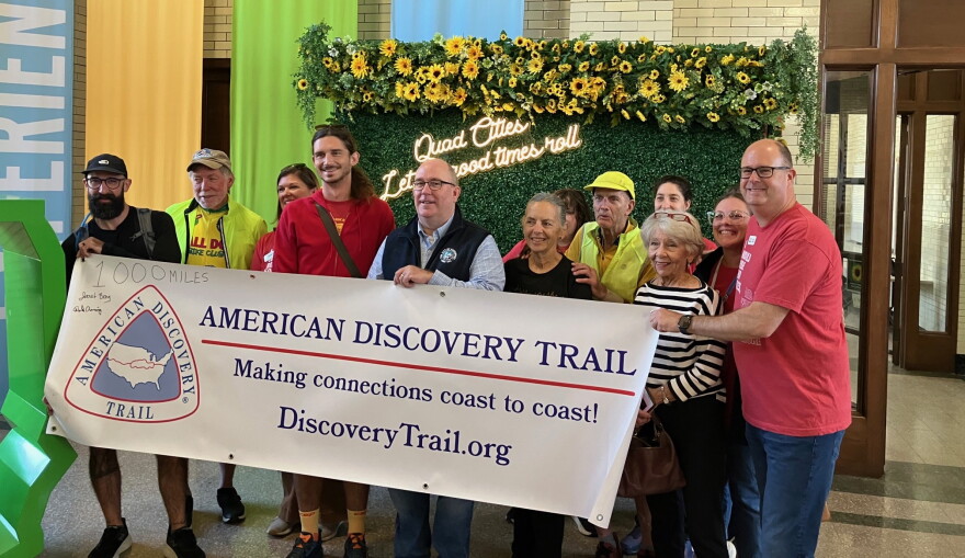 Participants and supporters of the America Discovery 250 Relay celebrated Wednesday morning, Oct. 7, at the Visit Quad Cities Destination Center at Davenport's Union Station.