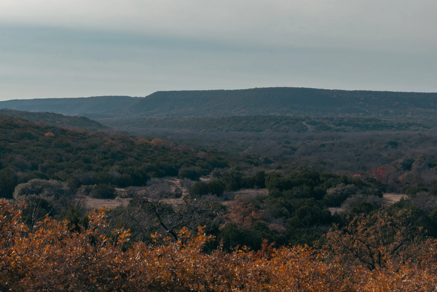 Ridges called “cuestas” on the horizon at Palo Pinto Mountains State Park on Dec. 15, 2025.