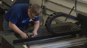 Some students work with 3D printers, CNC drilling and plasma cutters at Eagle Manufacturing. (Zach Herndon, WFIU/WTIU News)