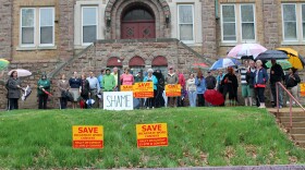 About 40 people rallied to save the former Incarnate Word convent on Sunday, April 19, 2015.