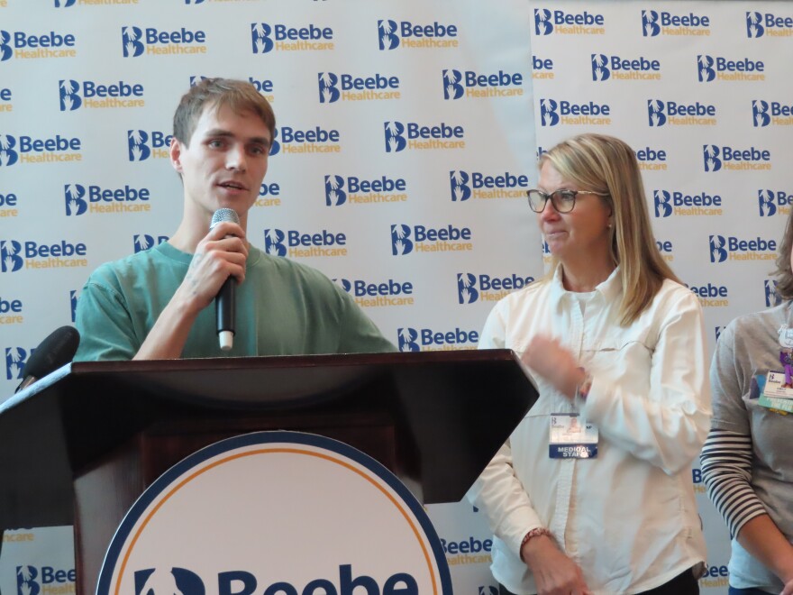 Artur Burroughs gives a speech on the positive impact the Beebe mobile fleet had on his life as a recovering addict.