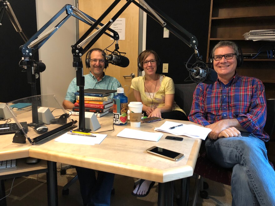 Michael Berkman, Jenna Spinelle, and Chris Beem in the WPSU studios in summer 2019.