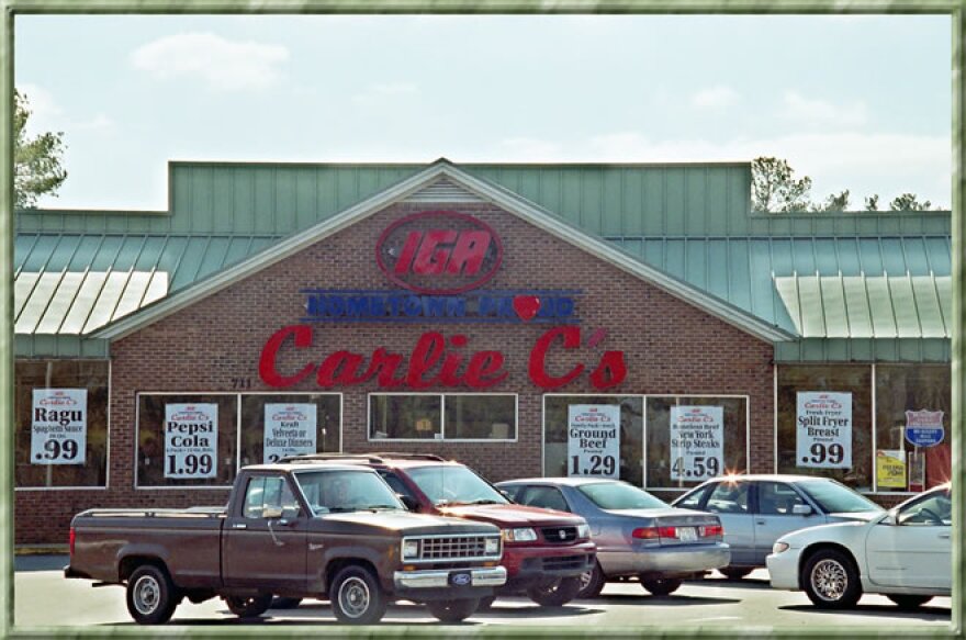 A Carlie C's grocery store parking lot