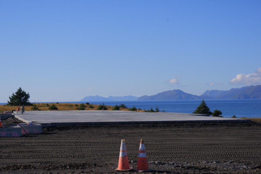 A launch pad being built at the spaceport near Narrow Cape that will be dedicated to Rocket Lab. It is not expected to be fully constructed until January.