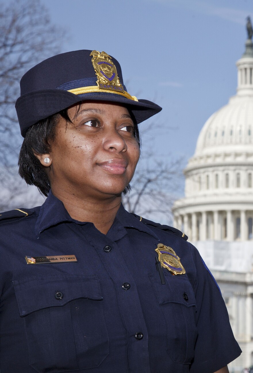 Officer Yogananda Pittman was one of the first two African-American women to be promoted to the rank of captain on the U.S. Capitol Police force in 2012.