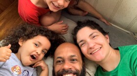 Carlos Del Rio, center, with his wife and kids. 