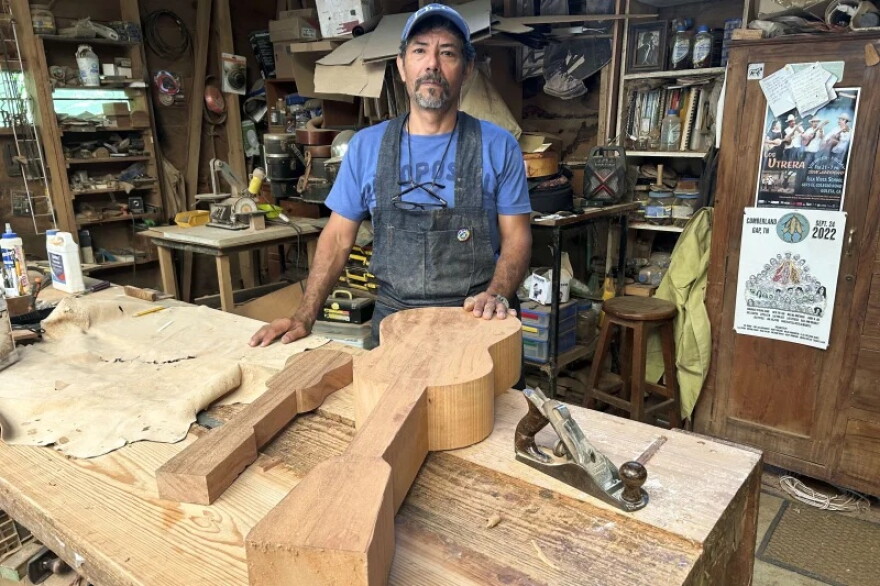 Tacho Utrera is a Grammy-winning jarocho musician, and renowned luthier. The eight-string jarana is carved from a single block of Spanish cedar, as it has been done for centuries.