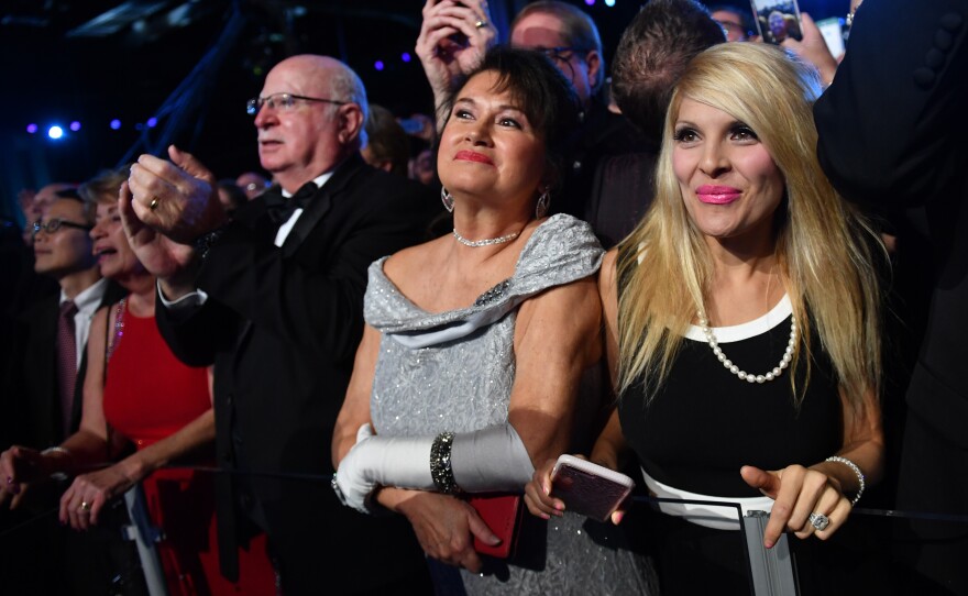 Supporters crowded the Freedom Ball to see President Trump dance with first lady Melania Trump Friday.