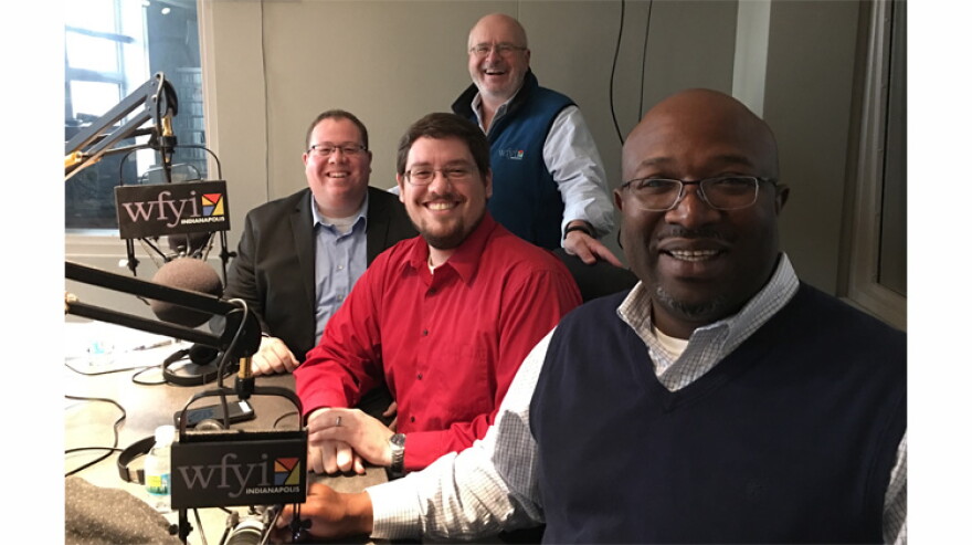 From left to right: Government Director for Indianapolis Jewish Community Relations David Sklar, IPB Statehouse Reporter Brandon Smith, No Limits host Jon Krull, and State Senator Greg Taylor