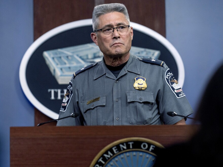 Pentagon Police Chief Woodrow Kusse speaks during a briefing at the Pentagon in Washington, Tuesday, Aug. 3, 2021.