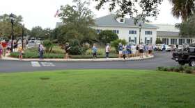 Some voters waited in line for about an hour early Tuesday during the first day of early voting at the Laurel Manor Recreation Center in The Villages. Photo: Joe Byrnes