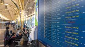 The departures display board shows multiple flights delayed at Ronald Reagan Washington National Airport, Tuesday, Nov. 4, 2025, in Arlington, Virginia. (Alex Brandon/AP)