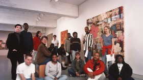 New Art in the Neighborhood founder Roseann Weiss (left) stands with a cohort of teen artists at the Forum of Contemporary Art in 1995. The Forum became the Contemporary Art Museum in 2003.