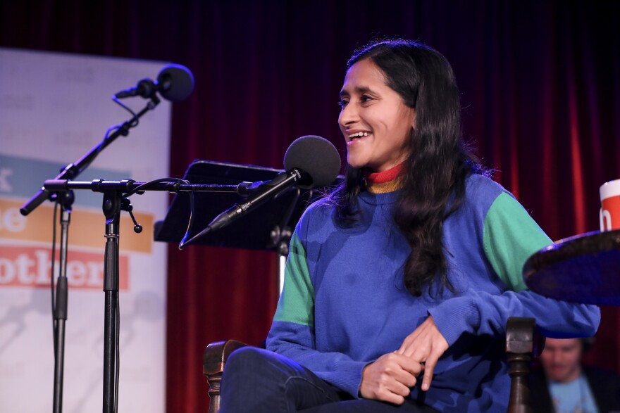Aparna Nancherla appears on <em>Ask Me Another</em> at the Bell House in Brooklyn, New York.