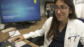 Dr. Leah Roberts, a reproductive endocrinologist-fertility specialist, discusses Florida’s six-week abortion ban, which took effect Wednesday, May 1, 2024, in her office and laboratory in Boca Raton, Fla., Tuesday, April 30.