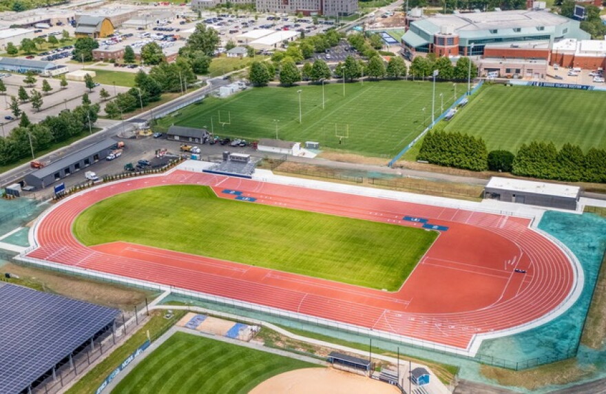 URI officially opened a new outdoor track facility on Wednesday, Oct. 21. Credit: Ashton Robertson/Courtesy Rhode Island Athletics