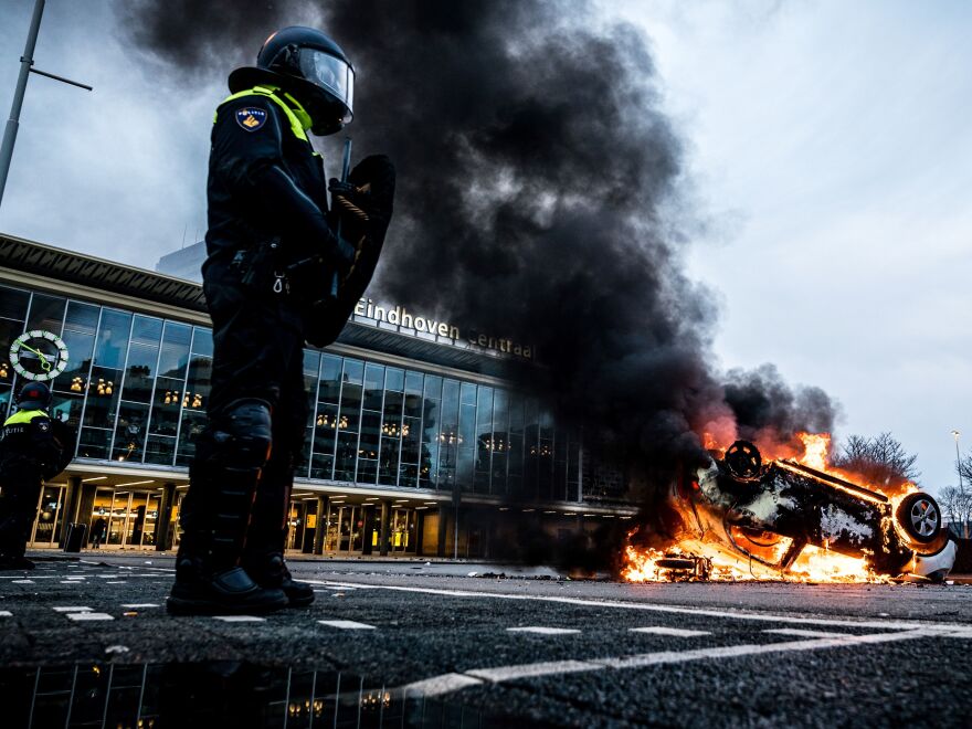 Protesters of new lockdown measures in the Netherlands burned cars and COVID-19 testing sites, and fought with police.