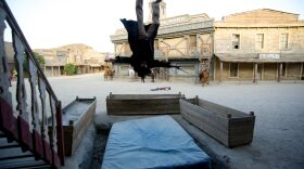 Stunt actor Victor Rodriguez performs during a show for tourists at Fort Bravo/Texas Hollywood in Almeria, Spain.