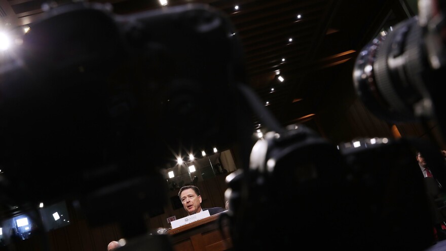 Former FBI Director James Comey testifies before the Senate intelligence committee on June 8, 2017.