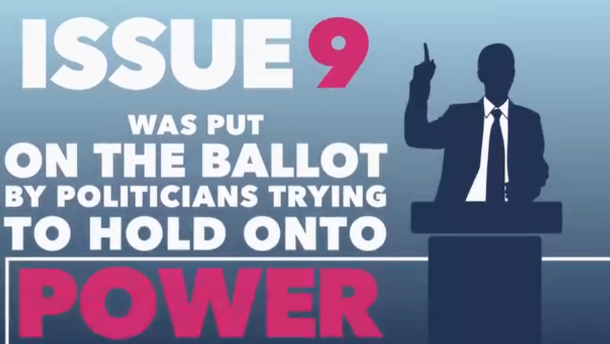 A political advertisment tells people to vote "no" on Issue 9 in Columbus and "yes" on Issue 8 on the 2026 ballot. The ad was created by a political action committee that is funded by one man.